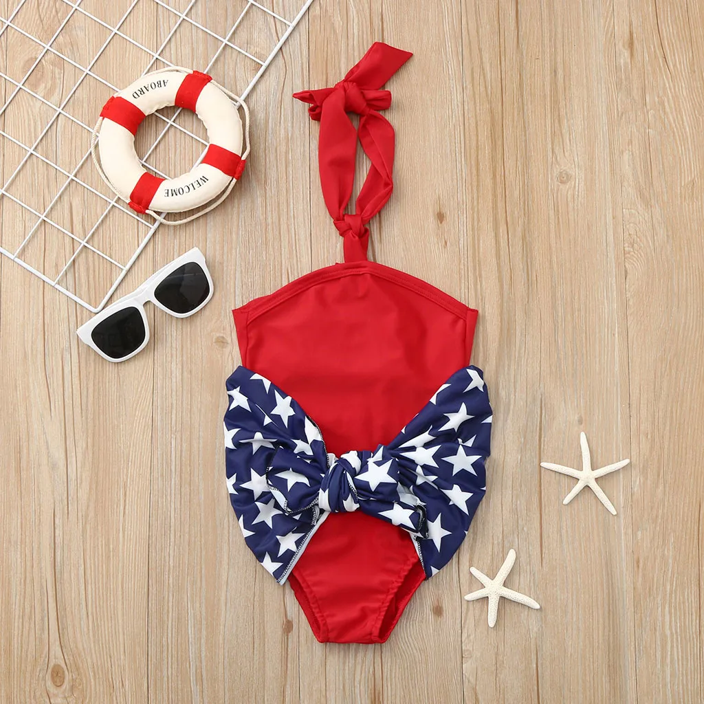 Toddler Baby Girls Bikini Suit 4th of July Star Wrap Swimsuit Bathing Swimming Costume Summer Beachwear Child Biqunis | Мать и ребенок
