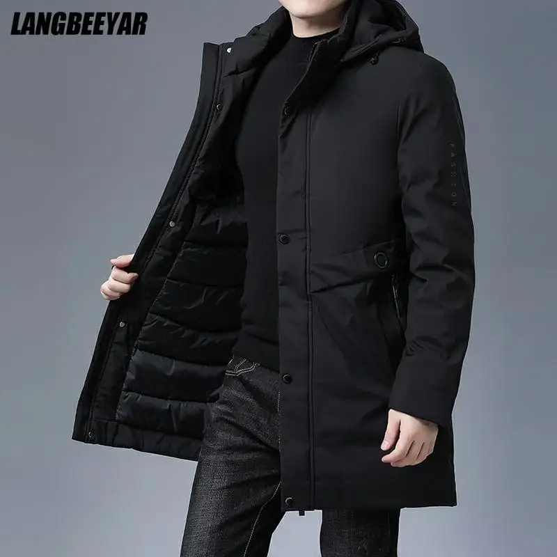 

Top Quality Padded Brand Casual Fashion Thick Warm Men Long Parka Winter Jacket With Hood Windbreaker Coats Mens Clothing 2021