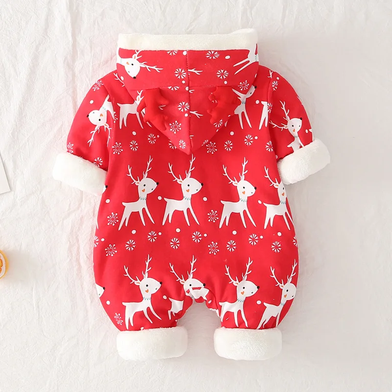 Детский Теплый комбинезон с капюшоном зимний мультяшным рисунком для