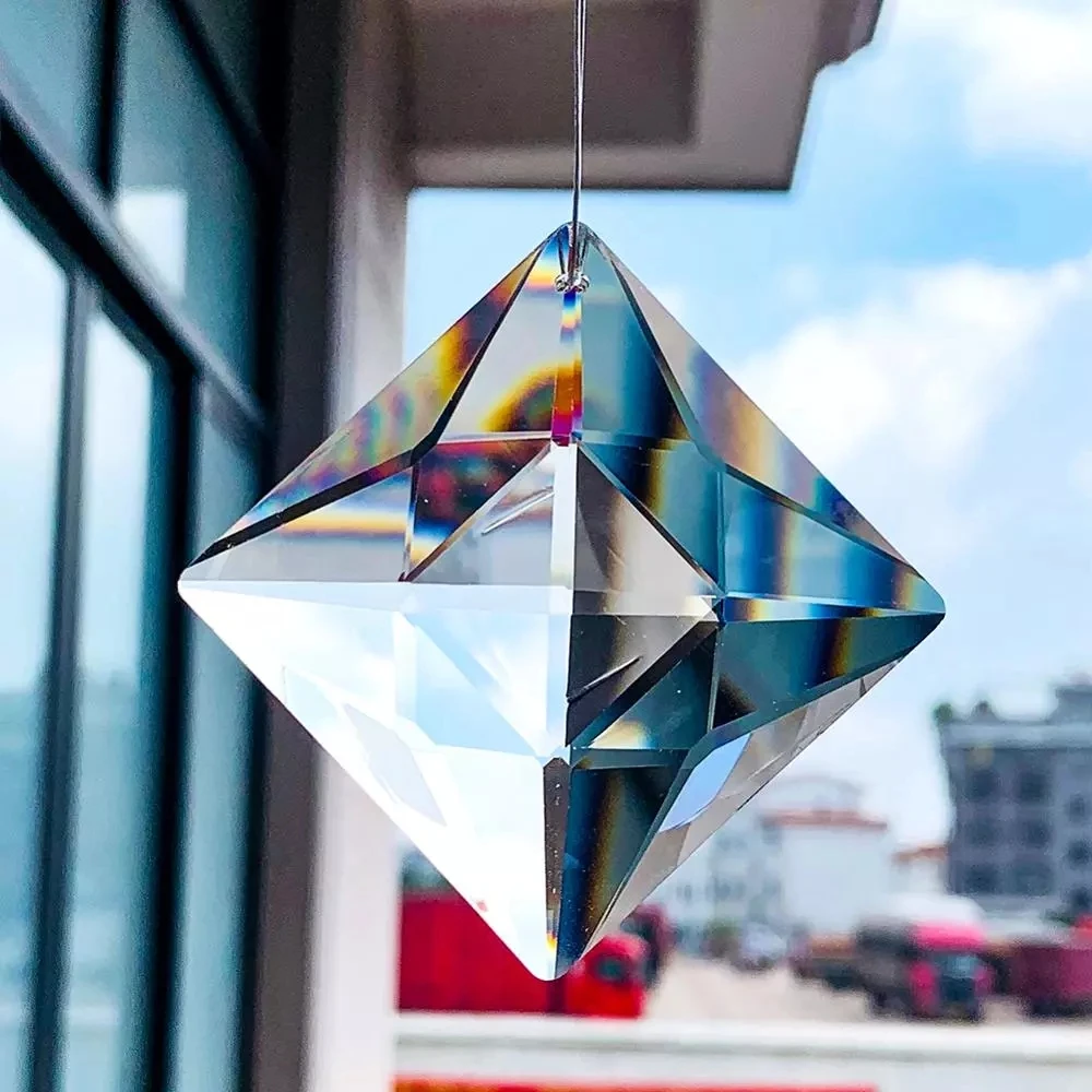 2PCS 70mm Diagonal Square Crystal Prisms Chandelier Parts Suncatcher Rainbow Maker Hanging Ornament Pendants Home Wedding Decor | Лампы и