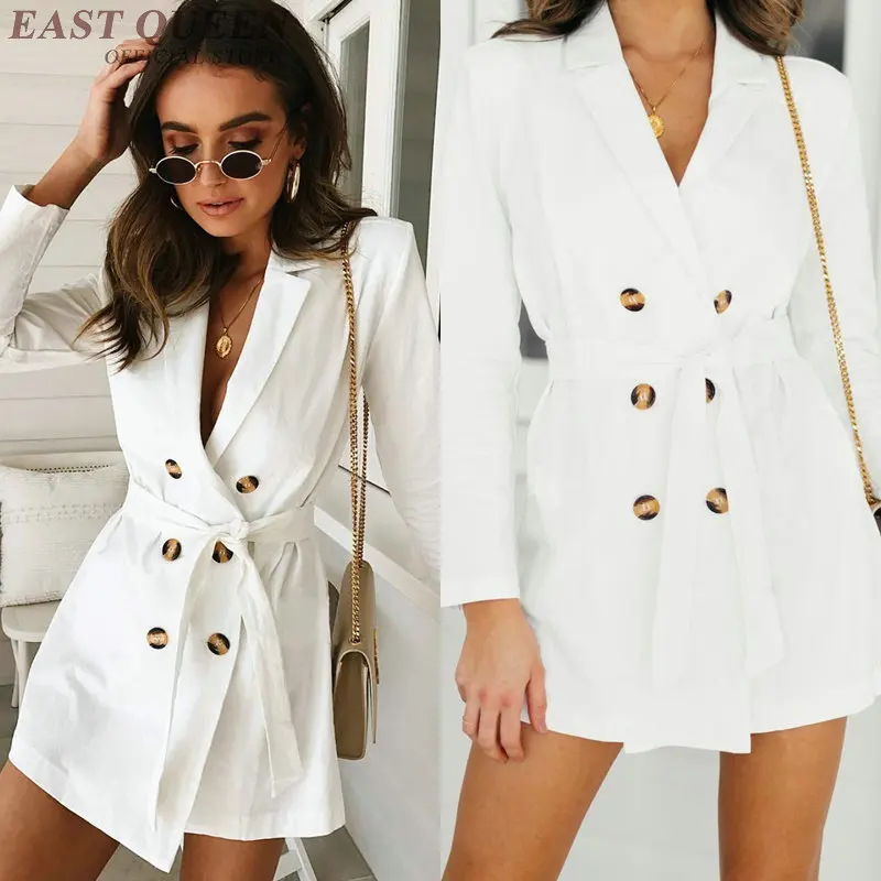 Женская одежда осень 2019 двубортный Блейзер тренчкот с поясом длинная куртка