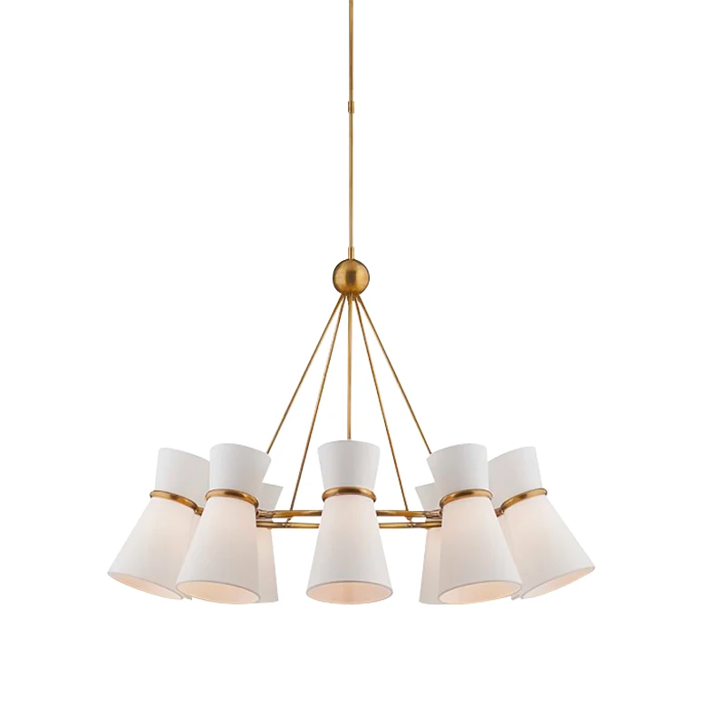 

Люстра в американском стиле, простой креативный светильник из белого рога со стеклянной крышкой, для гостиной, столовой, спальни