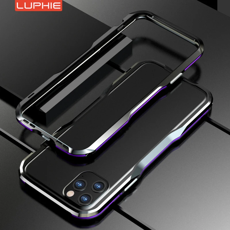 Новая версия Luphie Алюминиевый металлический защитный бампер рамка мужской чехол для IPhone 11 PRO Max X XS XR 6 6s 7 8 Plus чехол - Цвет: Black purple
