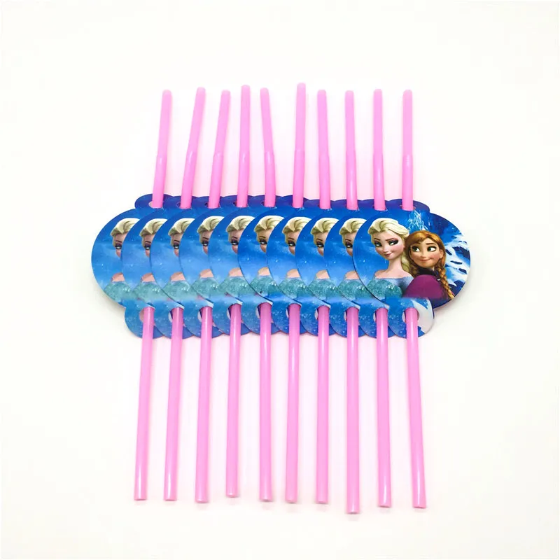 Одноразовые пластиковые соломинки Frozen 10 шт./лот розовые для питья с принтом