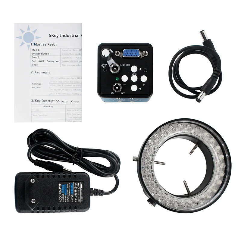 

HD 13MP 1080P 30FPS Industry Video Microscope Camera VGA HDMI-compatible USB Simultaneous Output Magnifier Chip Phone Repair