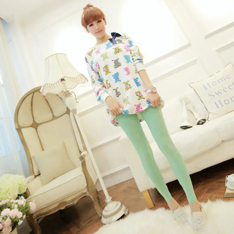 

Casual Leggings Women Wear Wild Feet Pants Candy Color Slim Pants