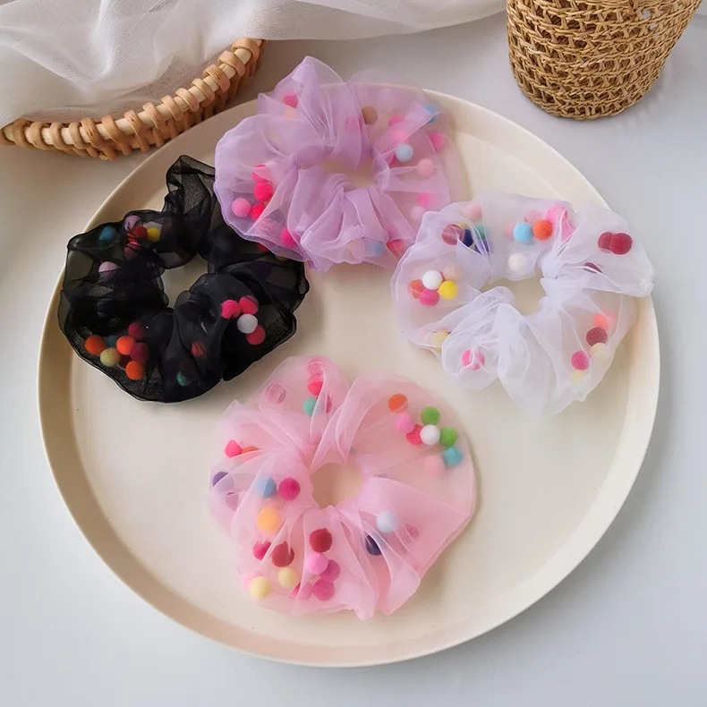 Милые Сетчатые эластичные резинки для волос из органзы женщин и девочек