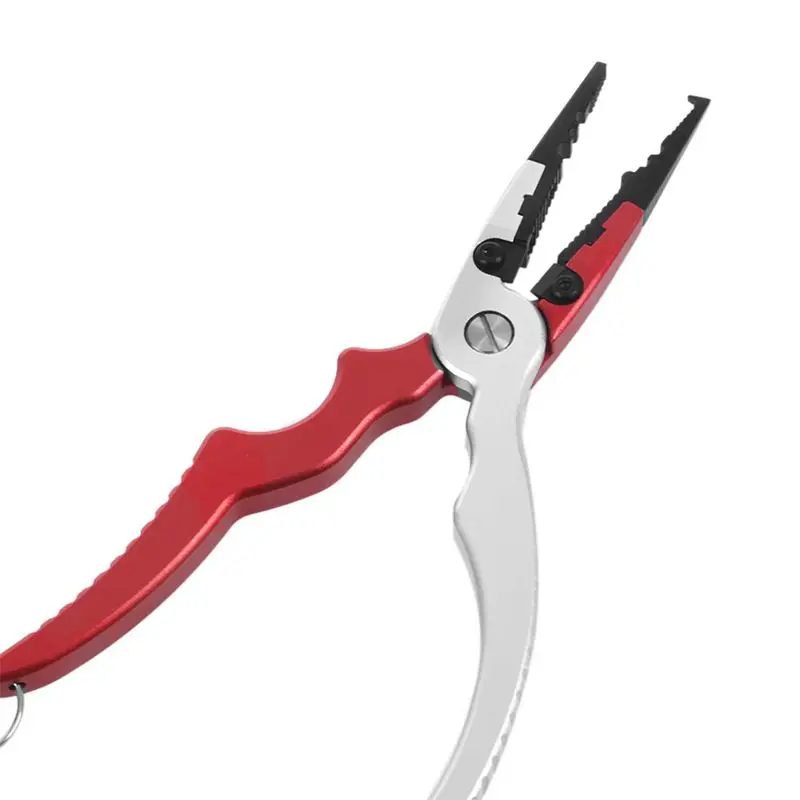 

New Aluminum Fishing Pliers Split Ring Cutters Fishing Holder Tackle with Sheath & Retractable Tether Combo Hooks Remover