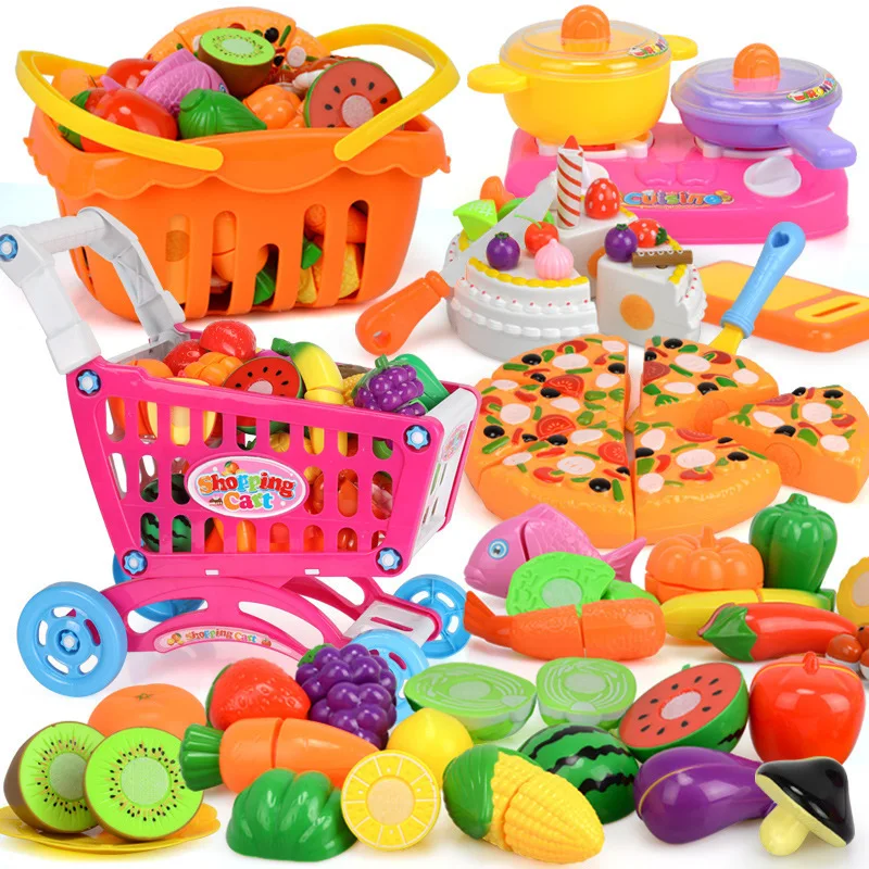 

27-60PCS Kids Fruit And Vegetable Pretend Play Mini Food Cutting Kitchen Toys Girls Game Education Learning Toys