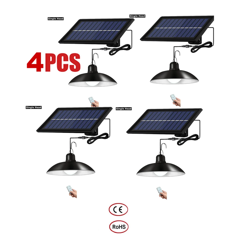 

4pcs remote 30 led 2 head Retro Lampshade Solar Pendant Chandelier solar Light Lights Lamp For Outdoor Wall Garden Yard Waterpro