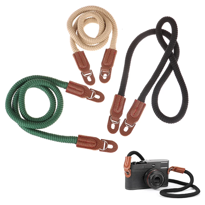 

1Pc Cotton Rope Camera Neck Strap Vintage Shoulder Strap Leather Wrist Lanyard