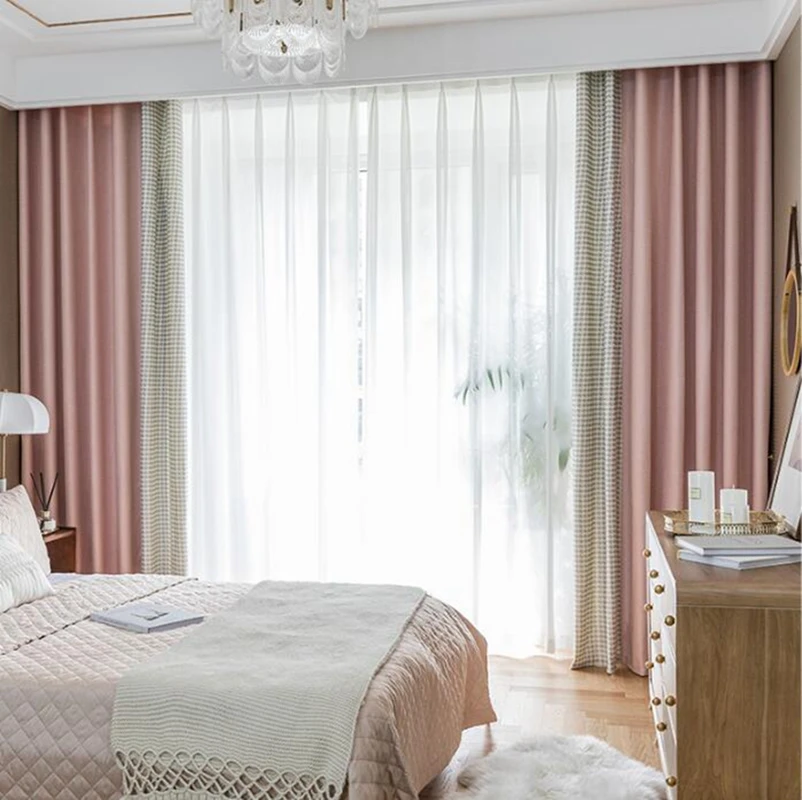 Светильник кие роскошные шторы в скандинавском стиле клетчатые розовые