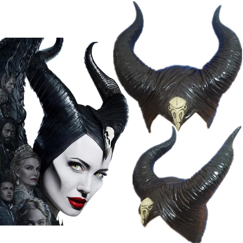 

Halloween Black Queen Cosplay Mistress of Evil Witch Horns Headwear Mask Headgear Helmet Party