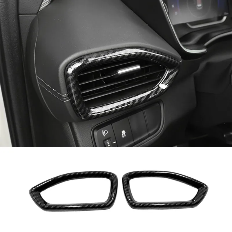 

For Hyundai Santa FE 2018 2019 ABS Carbon Left Right Air Conditioner Outlet AC Vent Cover Trim Car Styling Accessories 2Pcs
