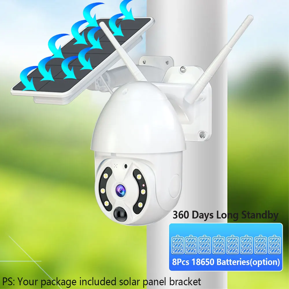 Outdoor IP Camera Solar WiFi Wireless Security PTZ 1080P HD Starlight Night Vision Battery Powered Surveillance | Безопасность и