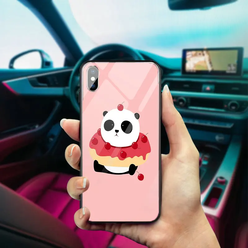 Забавные мультяшные панды любовь сердце для iPhone X XR XS 11 Pro Max 10 7 5 детской SE 6 6S 8 Plus