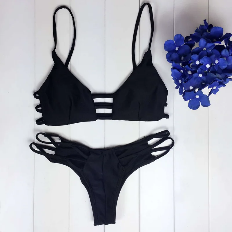 2020, NEW BIKINI, black, monochrome bandage, Bikini, split, sexy swimsuit swimwear women  girls swimsuit  swim suit
