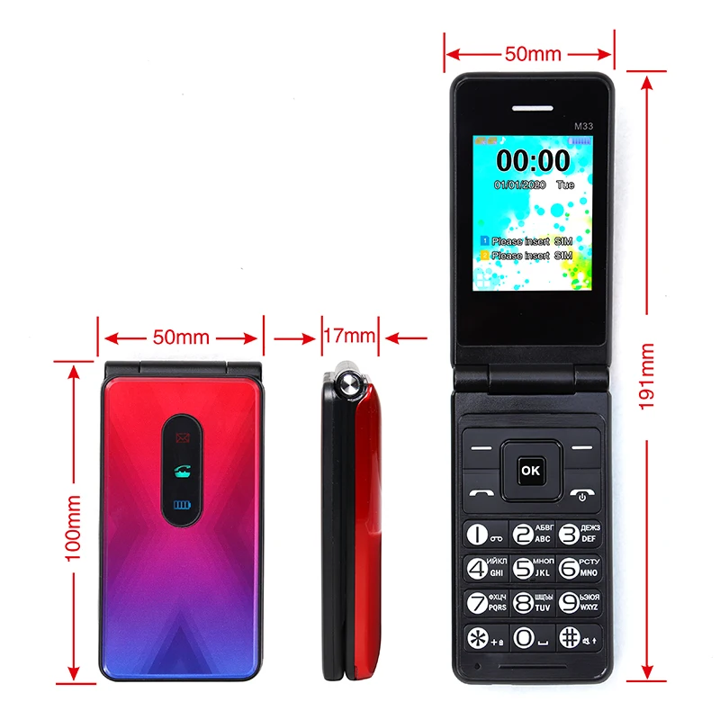 Happyhere M33 flip mobile phone GSM FM Radio video player clamshell Flashlight push-button cheap Cell Phone Russian keyboard images - 6