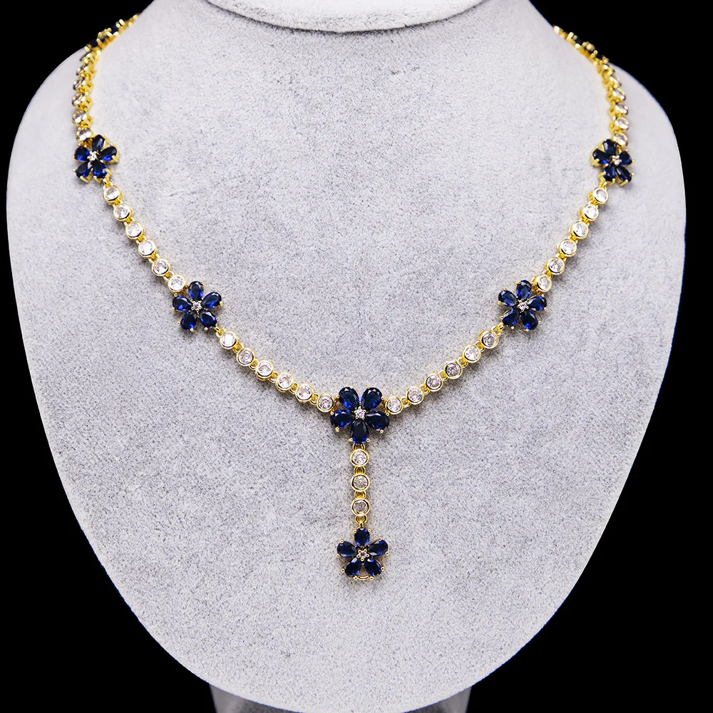 Роскошное ожерелье различных цветов голубой циркон белый кристалл розовое