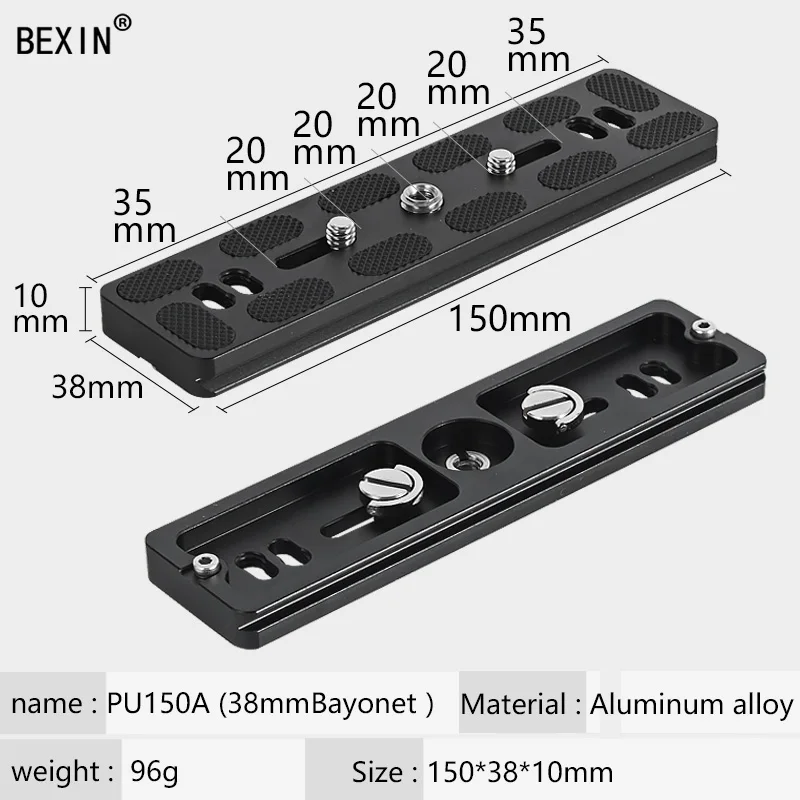 PU150X38mm Полиуретановая БЫСТРОРАЗЪЕМНАЯ пластина для штатива, подставка для камеры, крепление для dslr, длинный адаптер для камеры arca swiss clamp с винтом 1/4 - Цвет: PU150X38mm