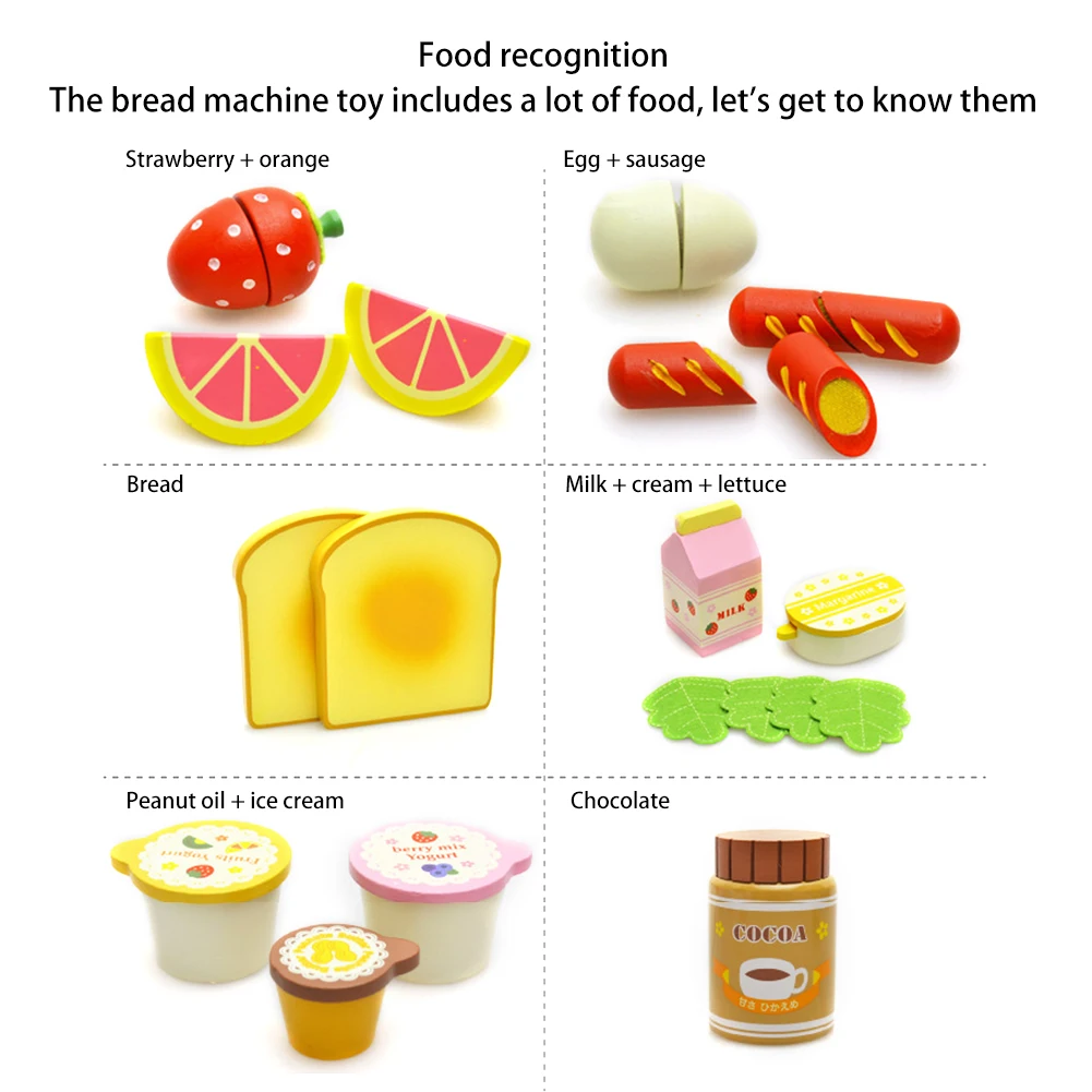 

Wooden Kitchen Pretend Toys For Children Toaster Machine Food Mixer Baby Early Learning Educational Play House Toys