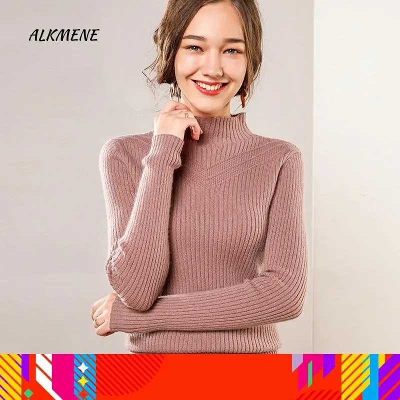 Женский свитер в полоску с воротником-стойкой из 100% кашемира пикантный