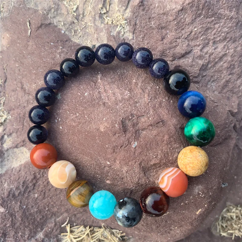 10 мм браслет из бисера с восьмипланетными шариками для мужчин натуральный камень