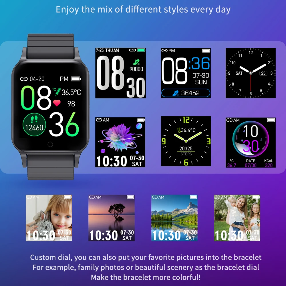 Смарт-часы с температурой для мужчин и женщин водонепроницаемые Bluetooth пульсометр