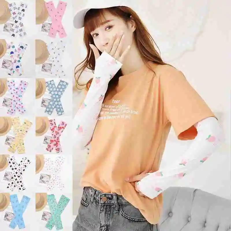 

Ice Fabric Arm Sleeves Uv Protection Mangas Warmers Summer Sports Running Cycling Driving Reflective Sunscreen Visor Sleeve