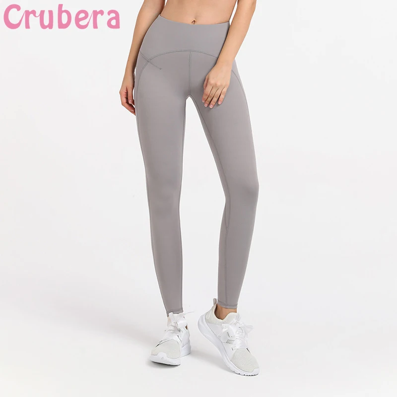 

Обтягивающие обтягивающие телесные изогнутые брюки для йоги с высокой талией, персиковые спортивные брюки для фитнеса, женские спортивные ...