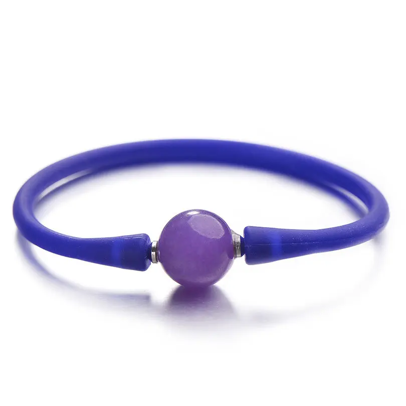 sapphire purple Pipitree простой силикон Унисекс Браслет 14 мм Инь Ян очаровательные каменные бусины браслеты для женщин мужчин пара ювелирных изделий Pulsera mujer - Окраска металла: sapphire purple