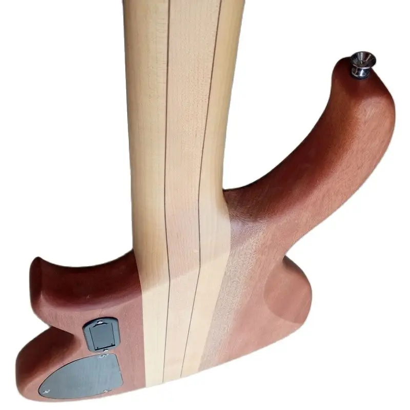 5 saiten fretless neck durch elektrische bass gitarre hickory holz top aktive bass gitarre mit kanada ahorn holz neck free global shipping