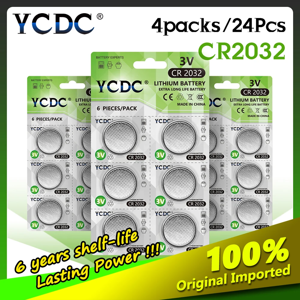 4 карты = 24 шт. батарейки CR2032 DL2032 KCR2032 литиевая батарея 3 в CR 2032 для часов
