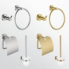 Набор аксессуаров для ванной комнаты, матовая кисть, золотое, черное кольцо, держатель для туалетной бумаги, вешалка для щеток, крючок для халата из нержавеющей стали