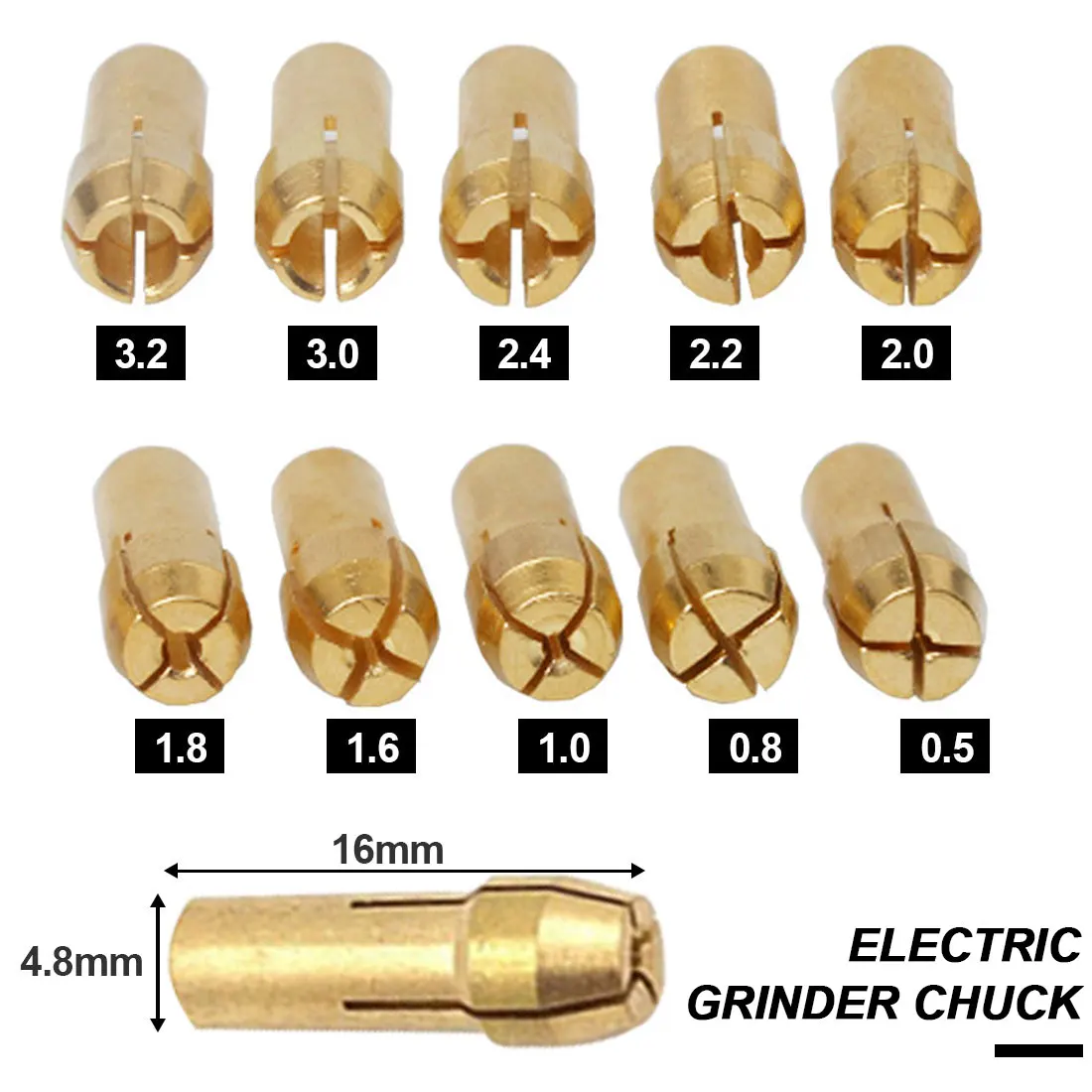 

Polishing Engraving Machine 10Pcs Electric Drill Copper Sandwich Brass Chuck Dremel Accessoires Machine Electric Grinder Chuck