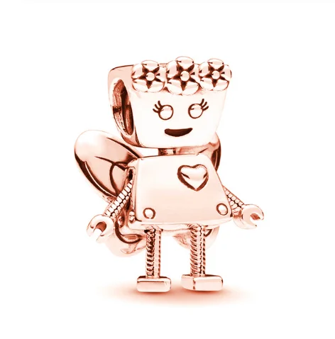

Женские бусины-шармы Bella Bot, бусины из стерлингового серебра 925 пробы с цветочным узором из розового золота, подходят для модных браслетов и о...