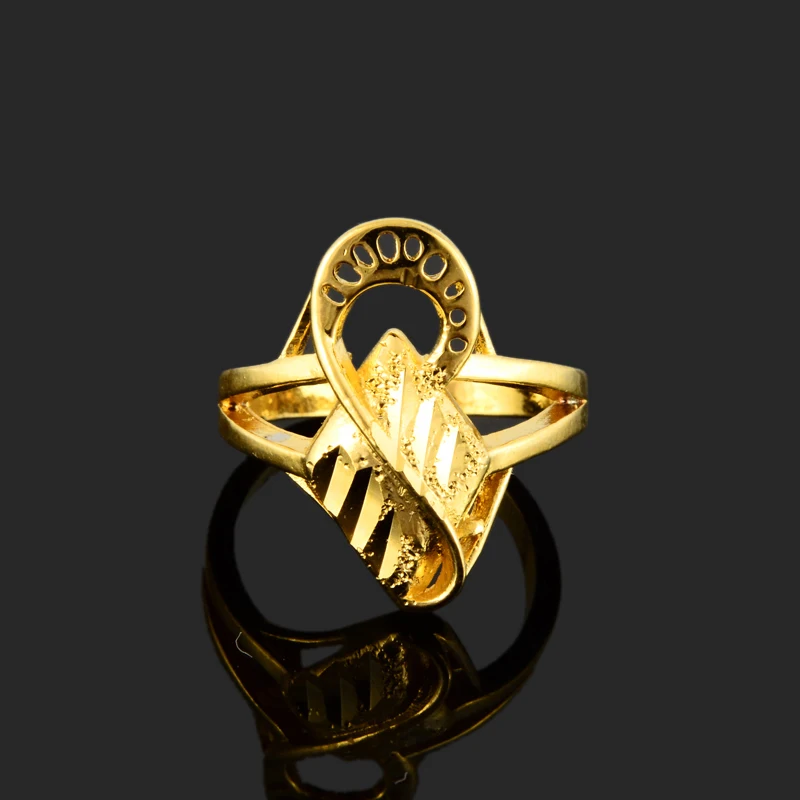 Hot New 2018 Fashion Gold Rings 24k Color Trendy Jewelry For Women Wedding Party Wholesale Promotions JR061 | Украшения и