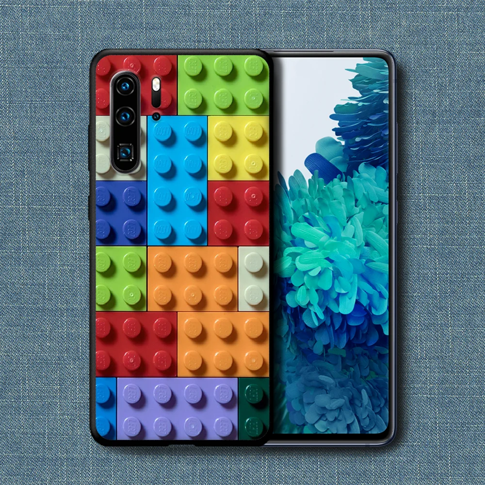 

Toys Legos Phone Case For Huawei P Mate Smart 10 20 30 40 Lite Z 2019 Pro black Coque Luxury Hoesjes 3D Prime Pretty Back