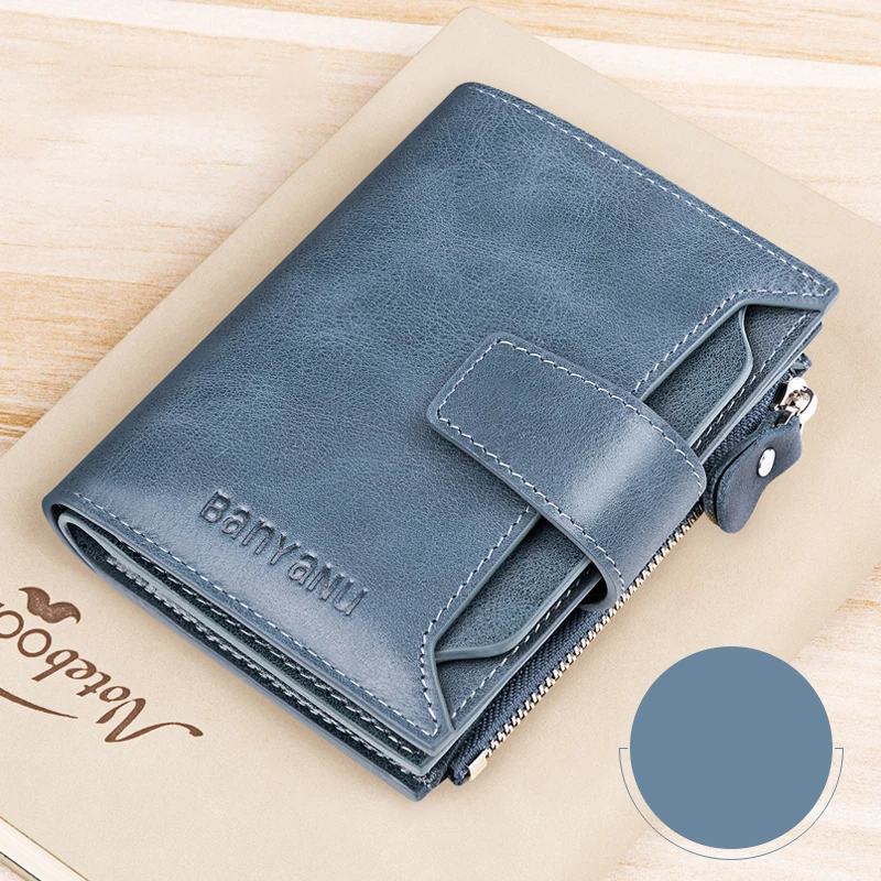 2020 Новое поступление Роскошная масляная восковая кожа RFID Walllet три раза