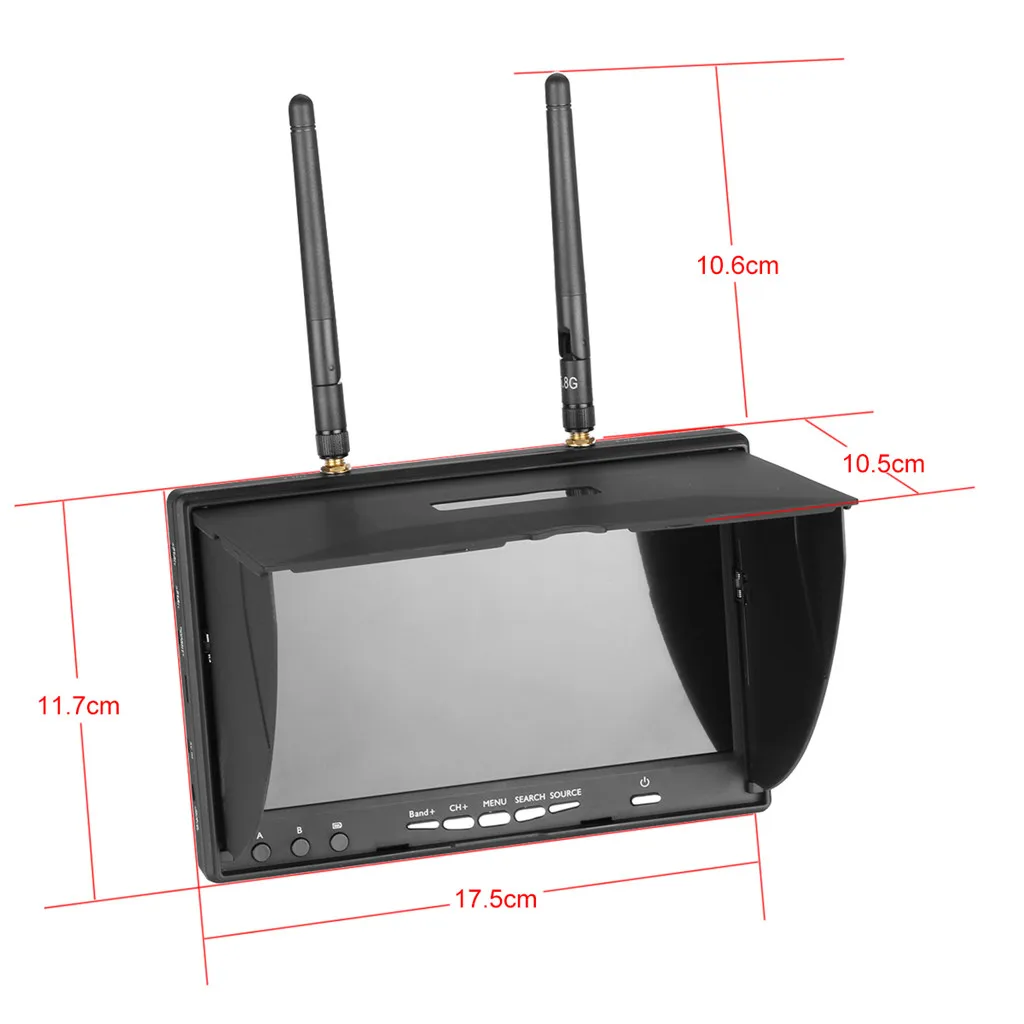 

FPV Monitor 7 Inch 800x480 Display Screen Monitor Built-in Battery with DVR