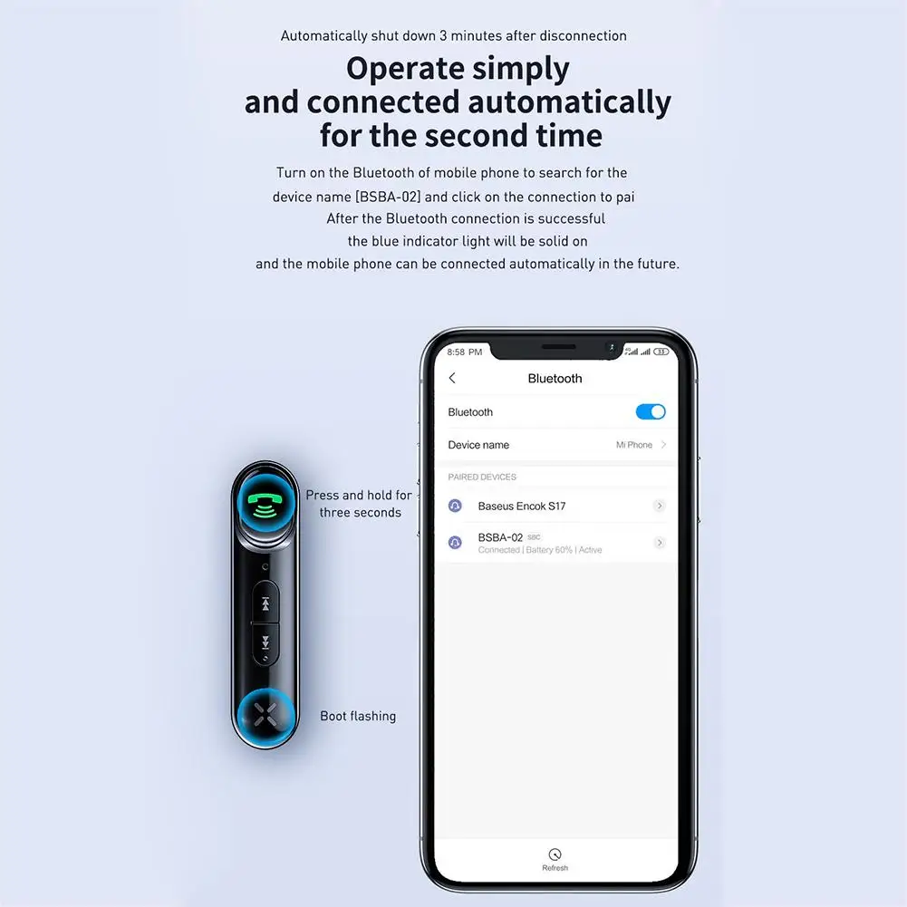 Автомобильный беспроводной адаптер Bluetooth 5 0 аудиоресивер 3 мм поддержка звонков