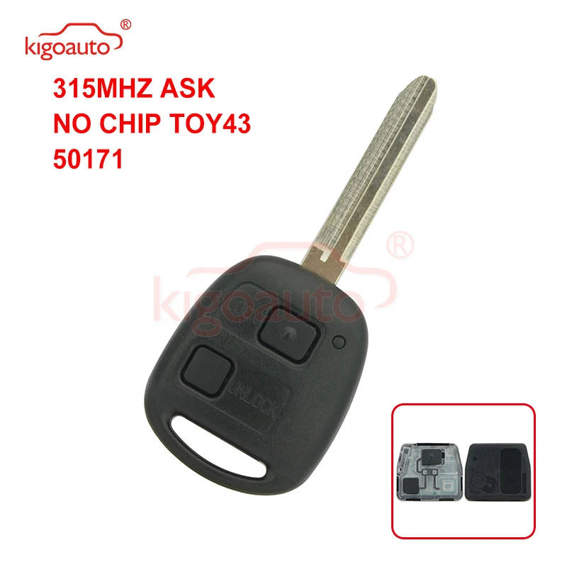Kigoauto Denso (не Valeo) дистанционный ключ 2 кнопки TOY43 для Toyota Land Cruiser FJ 315mhz ASK no chip 1998 2010