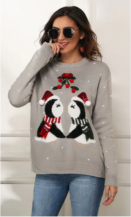 Осенняя Женская модная свободная вязаная верхняя одежда с круглым вырезом и