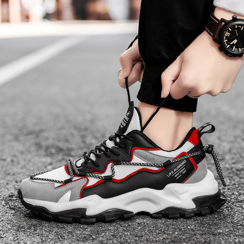 

Men's Vintage Casual Shoes Rubber Platform Damping Sports Shoes Lace-up Breathable Comfortable Running Shoes Large Size 39-46