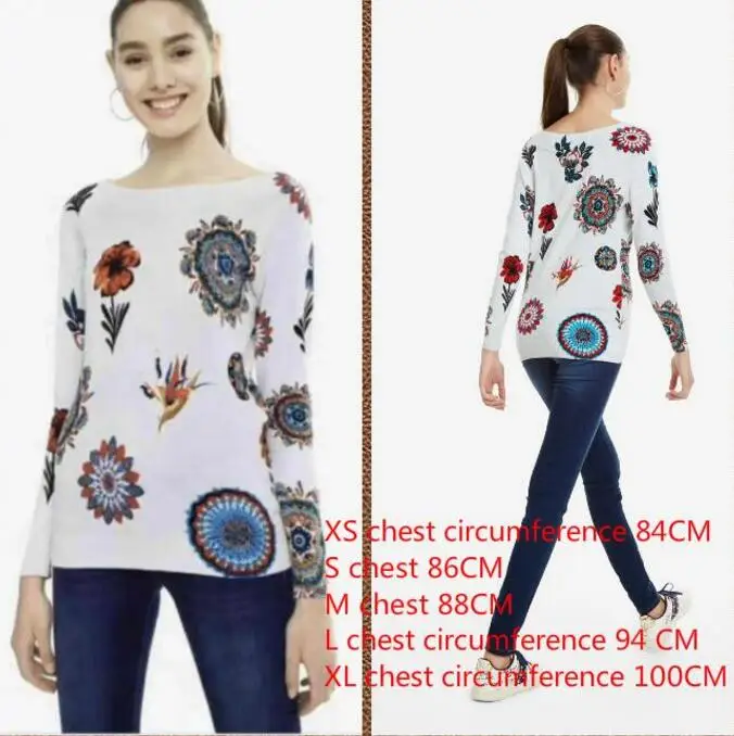 DESIGUAL/Новинка года; Испанский Стиль; эластичная трикотажная одежда с длинными рукавами и одним воротником; Джерси Один код XS-XL XXL