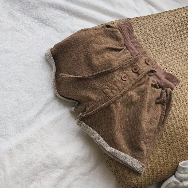 

2021 summer girls' baby casual button shorts sports summer new elastic waist fashion fully matched pants trend P446