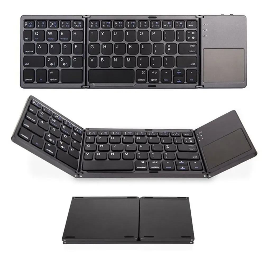 

Three folding bluetooth keyboard Foldable Wireless Keypad with Touchpad Mini easy to ca for ios WindowsAndroid Tablet ipad Phone