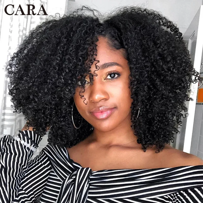 Afro Kinky Curly U Part Wigs For Women Human Hair Brazilian Curly Hair Headband Wigs Human Hair Natural Black Remy Hair WigsCARA