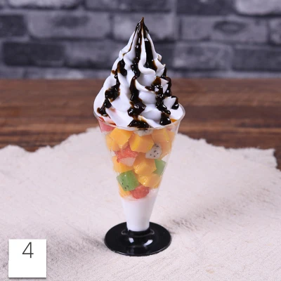 Моделирование Сливочное мороженое с сиропом образец фруктового Sundae модель поддельные для сливочного мороженого реквизит коробка для демонстрации камней в витрине искусственные sundae формы - Цвет: model 4