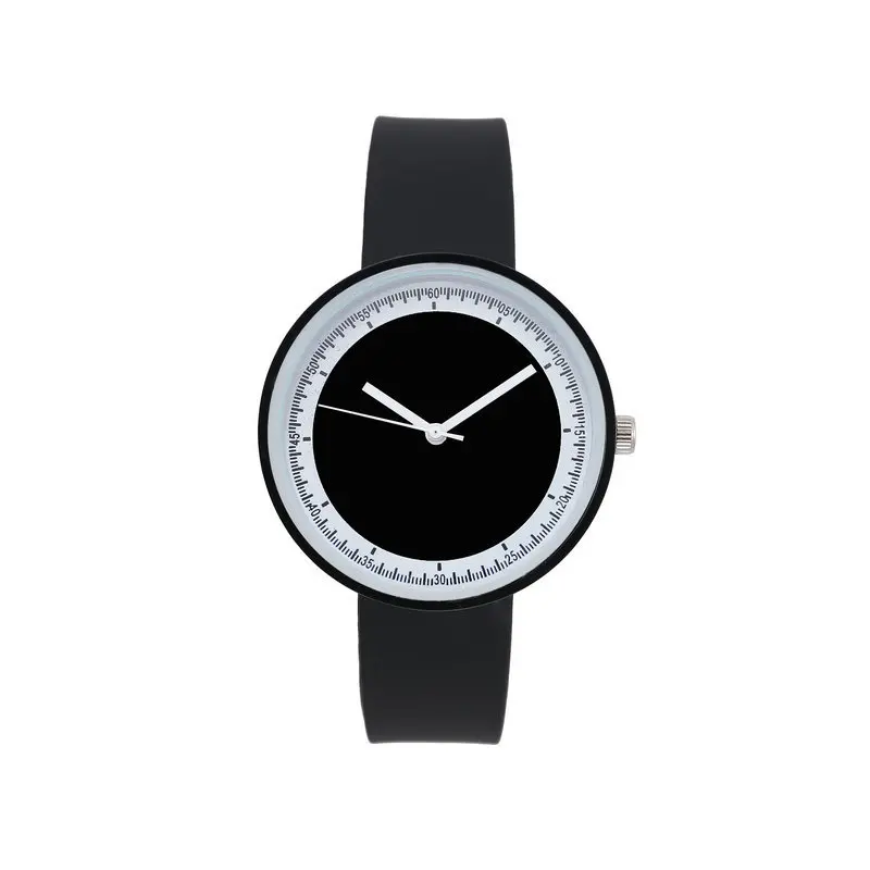 

Personalized Casual Fashion Couple Watches Unisex Silicone Watchband Quartz Men's Full Scale Wristwatch Ladies Black&White Clock